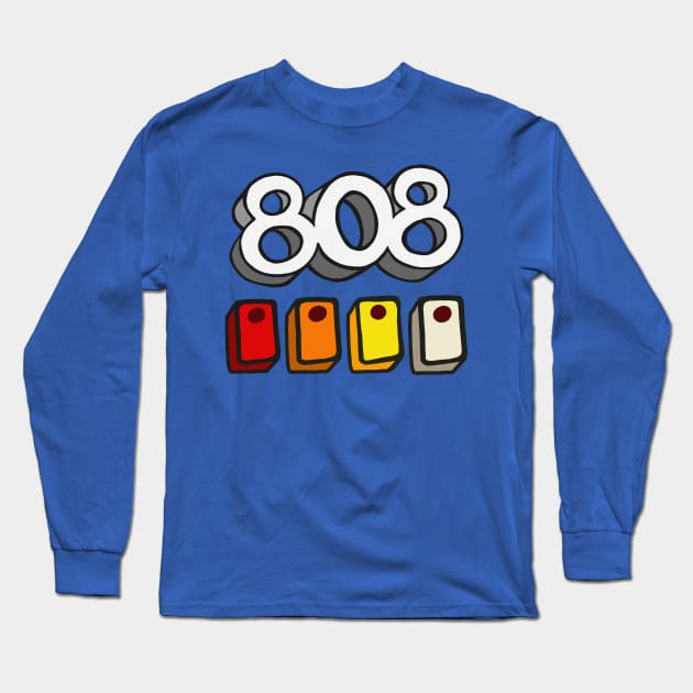 808 Drum Machine Button Grid Design - Electronic Music Fan Art Long Sleeve T-Shirt by DankFutura